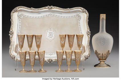 74037&colon; A Fourteen-Piece French Gilt Silver Liqueur Set&comma;
