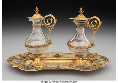 74038&colon; A Three-Piece French Champlevé Enamel&comma; Partial 