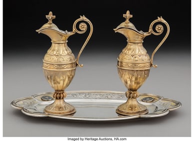 74039&colon; A Three-Piece French Enameled Partial Gilt Silve