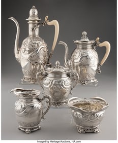 74160&colon; A Five-Piece Gorham Mfg&period; Co&period; Partial Gilt Silver