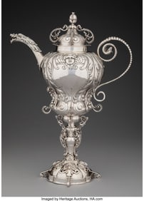 74045&colon; A Continental Partial Gilt Silver Standing Teapo