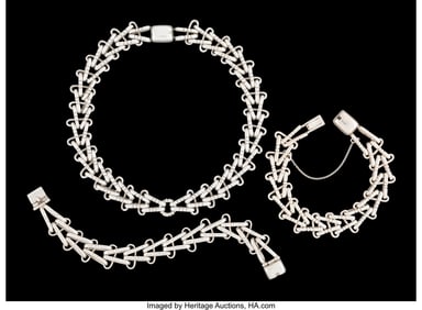 74243&colon; A Hector Aguilar Silver Necklace and Two Bracele