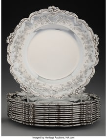 74047&colon; A Set of Twelve Emile Delaire Silver Bread & But