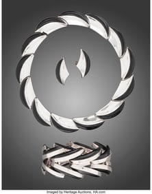 74250&colon; A Four-Piece Antonio Pineda Silver and Obsidian 