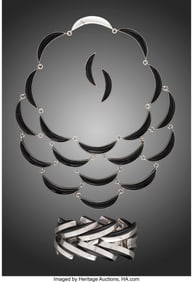 74251&colon; A Four-Piece Antonio Pineda Silver and Obsidian 