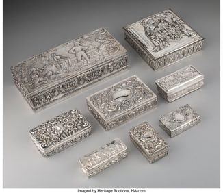 74056&colon; A Collection of Eight Continental Silver Boxes&comma; 