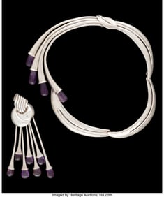 74259&colon; An Antonio Pineda Silver & Amethyst Tear-Drop Ne