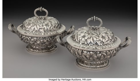 74178&colon; A Pair of Tiffany & Co&period; Chased Repoussé Silver 