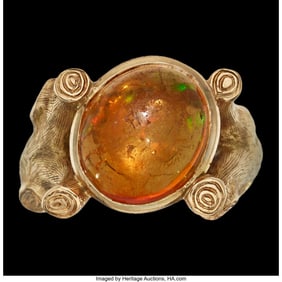 74262&colon; An Antonio Pineda 14k Yellow Gold and Fire Opal 
