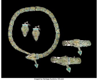 74265&colon; A Five-Piece Margot de Taxco Enameled Silver Sna