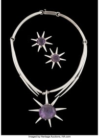 74266&colon; A Three-Piece Salvador Teran Silver and Amethyst