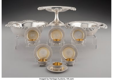 74069&colon; Fifteen Tiffany & Co&period; Partial Gilt Silver Table 