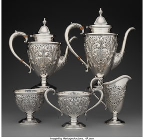 74185&colon; A Five-Piece Frank M&period; Whiting & Co&period; Silver Tea a
