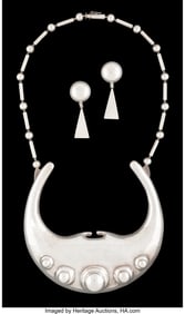 74270&colon; A Graziella Laffi Silver Pectoral Necklace and E