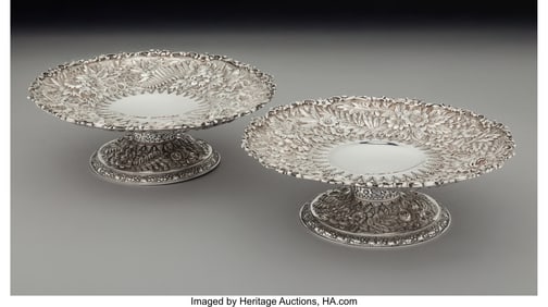 74072&colon; A Pair of Tiffany & Co&period; Floral Repoussé Silver 