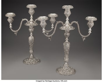 74078&colon; A Large Pair of Loring Andrews Co&period; Silver Three-