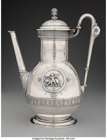 74189&colon; A Wood & Hughes Medallion Pattern Silver Coffee 