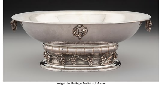 74277&colon; A Georg Jensen No&period; 296A Grape Pattern Silver Cen