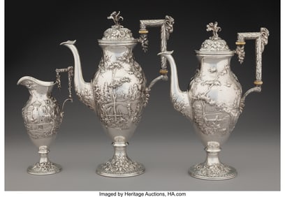 74087&colon; A Three-Piece S&period; Kirk & Son Inc&period; Silver Landscap