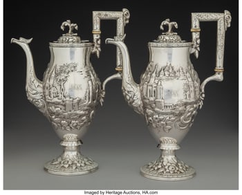 74088&colon; A Pair of S&period; Kirk & Son Co&period; Silver Coffee Pots&comma;