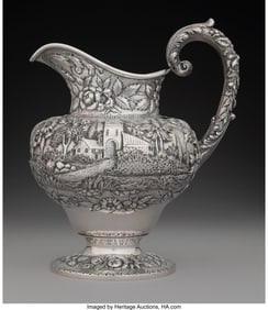 74090&colon; An S&period; Kirk & Son Co&period; Silver Landscape Water Pitc