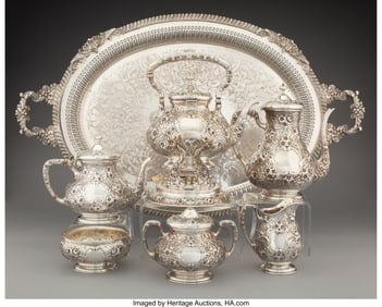 74194&colon; A Seven-Piece Gorham Mfg&period; Co&period; Chased Repoussé S