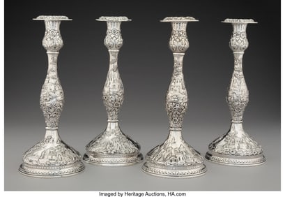 74095&colon; A Set of Four S&period; Kirk & Son Co&period; Weighted Silver 