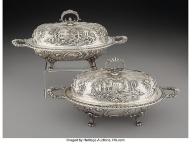 74096&colon; A Pair of S&period; Kirk & Son Co&period; Silver Landscape Cov