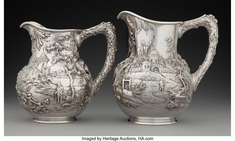 74097&colon; Two S&period; Kirk & Son Co&period; Silver Water Pitchers&comma; Bal