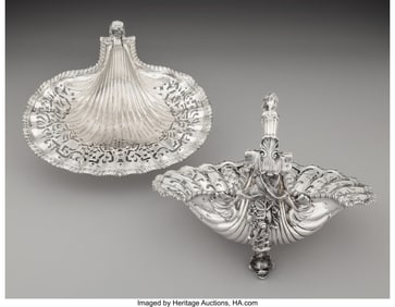 74197&colon; A Pair of Howard & Co&period; Silver Shell-Form Baskets