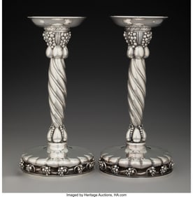 74286&colon; A Pair of Georg Jensen No&period; 264 Silver Candlestic
