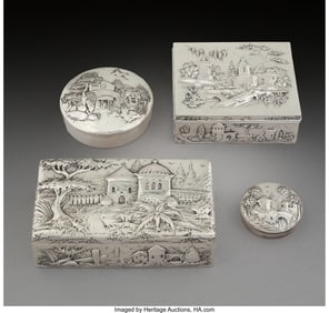 74395: Four S. Kirk & Son Co. Silver Landscape Table Ar