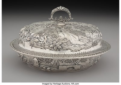 74396: An S. Kirk & Son Co. Silver Round Landscape Cove