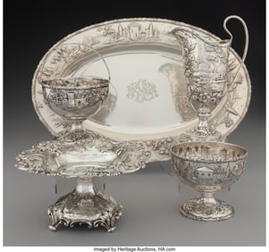 74402: A Collection of Five S. Kirk & Son Co. Silver Te