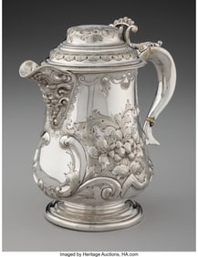 74303: An English Silver Covered Jug, Sheffield, 1845 M