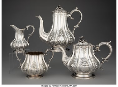 74308: A Four-Piece Elkington & Co. Chased Repoussé Si