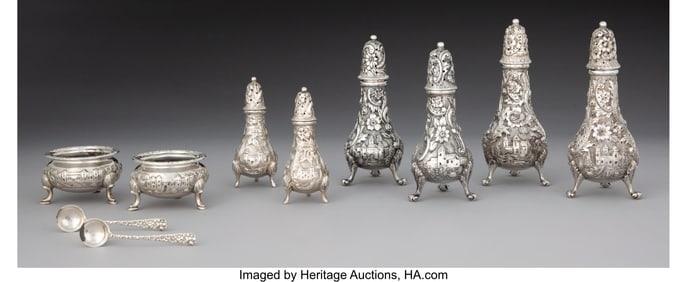 74409: Eight Loring Andrews Co. Chased Repoussé Silver