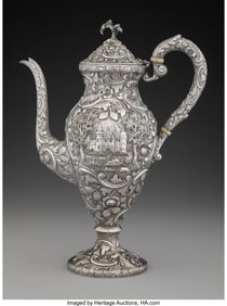 74410: A Loring Andrews Co. Silver Landscape Coffee Pot