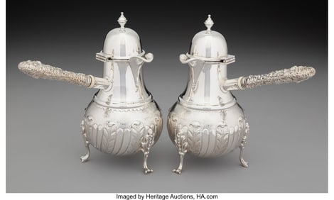 74312: A Pair of I.F. & Son Ltd. Silver Chocolate Pots,