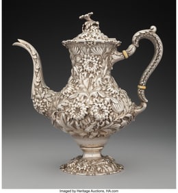 74415: A Stieff Co. Chased Repoussé Silver Teapot, Bal