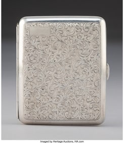74322: A Silver Cigarette Case Marks: SILVER 950 4 x 3-