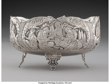 74323: A Turkish Silver Footed Bowl Marks: (effaced) 4-