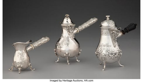 74328: A Collection of Three German Silver Chocolate Se