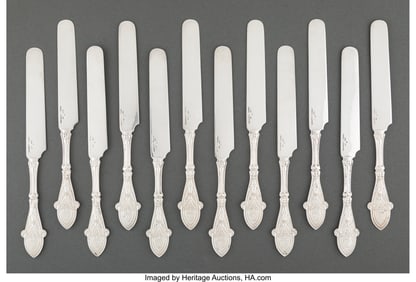 74333: Twelve Tiffany & Co. Italian Pattern Silver Dess