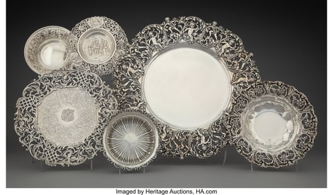 74432: A Collection of Six Silver Table Articles, late