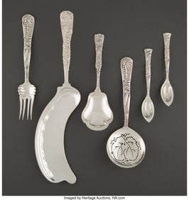 74334: Six Tiffany & Co. Vine Pattern Silver Flatware P