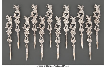 74335: A Set of Twelve Tiffany & Co. Silver Nut Picks,