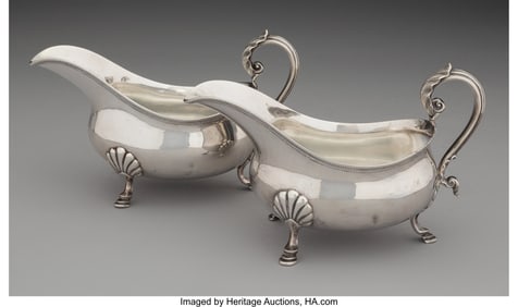 74338: Two Tiffany & Co. Silver Footed Sauce Boats, New