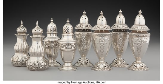 74443: A Collection of Eight American Silver Salt & Pep