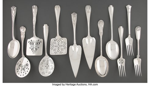 74349: Twelve Tiffany & Co. Silver Flatware Servers Mar